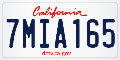 CA license plate 7MIA165