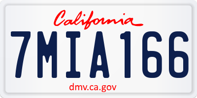 CA license plate 7MIA166