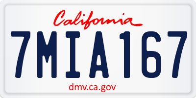 CA license plate 7MIA167