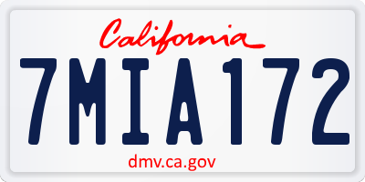 CA license plate 7MIA172