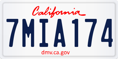 CA license plate 7MIA174