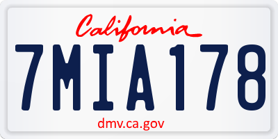CA license plate 7MIA178