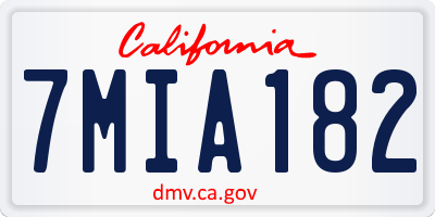 CA license plate 7MIA182