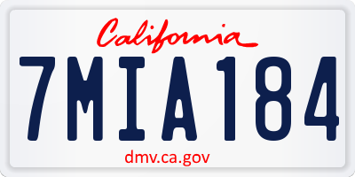 CA license plate 7MIA184
