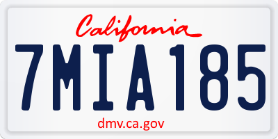 CA license plate 7MIA185