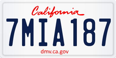 CA license plate 7MIA187