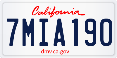 CA license plate 7MIA190