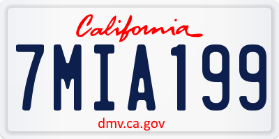 CA license plate 7MIA199