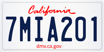 CA license plate 7MIA201