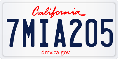 CA license plate 7MIA205