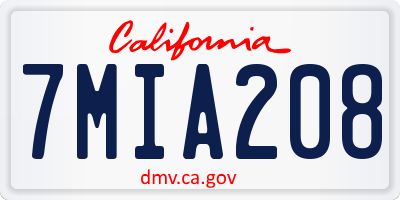CA license plate 7MIA208