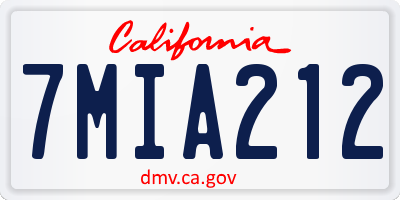 CA license plate 7MIA212
