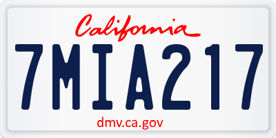 CA license plate 7MIA217