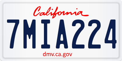 CA license plate 7MIA224