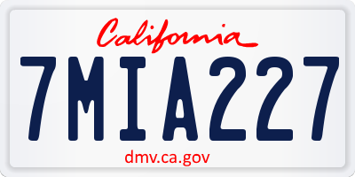 CA license plate 7MIA227
