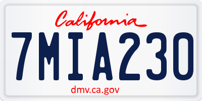 CA license plate 7MIA230