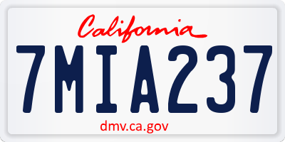 CA license plate 7MIA237