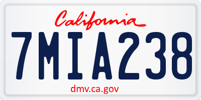 CA license plate 7MIA238