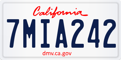 CA license plate 7MIA242