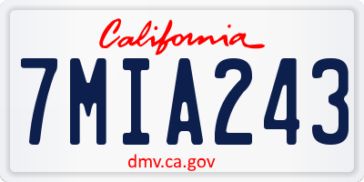 CA license plate 7MIA243