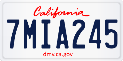 CA license plate 7MIA245