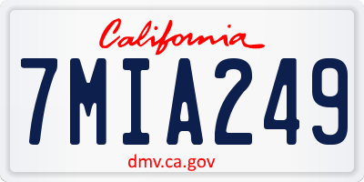 CA license plate 7MIA249