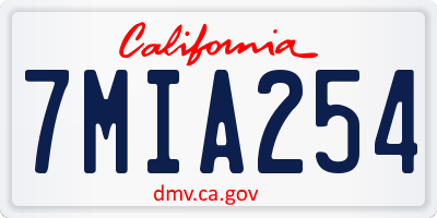 CA license plate 7MIA254