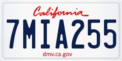 CA license plate 7MIA255