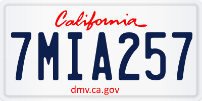 CA license plate 7MIA257