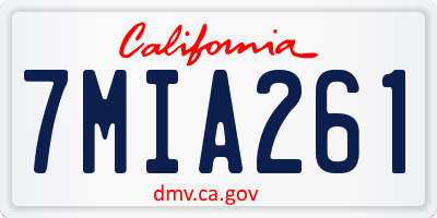 CA license plate 7MIA261