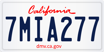 CA license plate 7MIA277