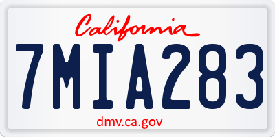 CA license plate 7MIA283
