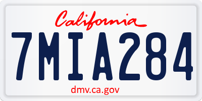 CA license plate 7MIA284