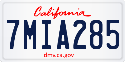 CA license plate 7MIA285