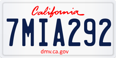 CA license plate 7MIA292