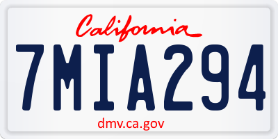 CA license plate 7MIA294