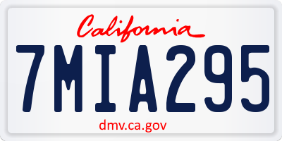 CA license plate 7MIA295