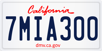 CA license plate 7MIA300
