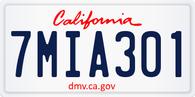 CA license plate 7MIA301