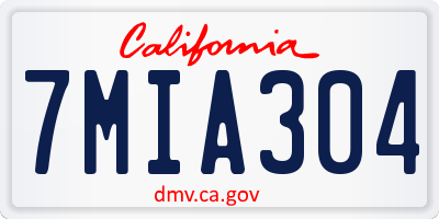 CA license plate 7MIA304