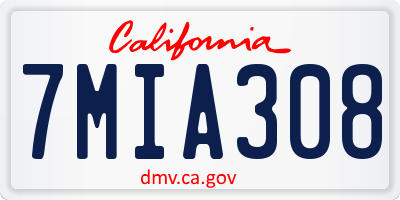 CA license plate 7MIA308