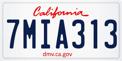 CA license plate 7MIA313