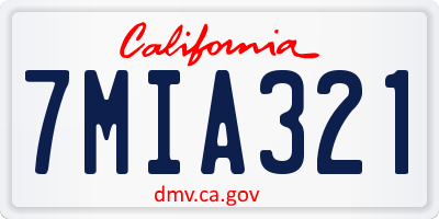 CA license plate 7MIA321