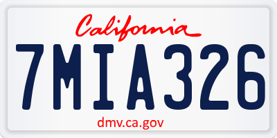 CA license plate 7MIA326