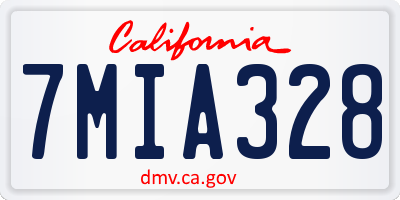 CA license plate 7MIA328