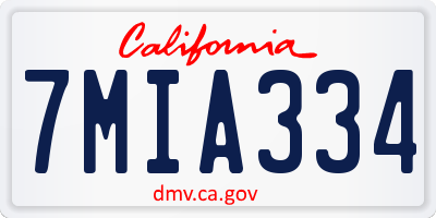 CA license plate 7MIA334