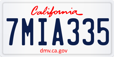 CA license plate 7MIA335