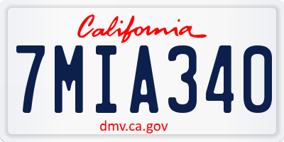 CA license plate 7MIA340