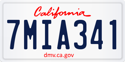 CA license plate 7MIA341