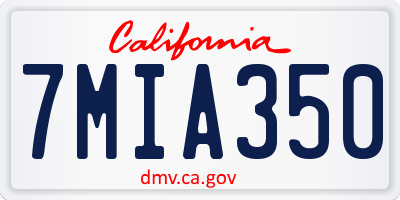 CA license plate 7MIA350